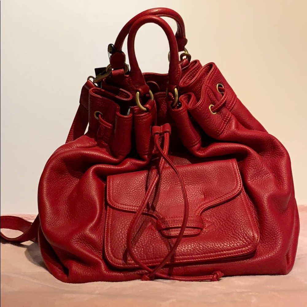 SORIAL - Red Leather Backpack + Top Handle Bag